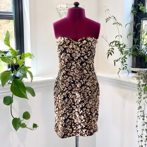 Fredericks of Hollywood gold sparkly dress